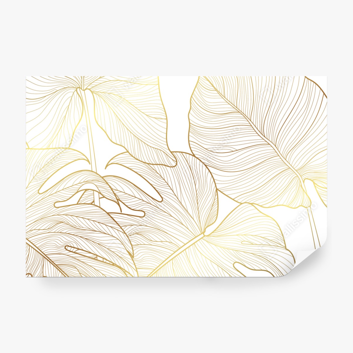Fototapeta złote botaniczne rysunki liści – Wallissimo® Fototapeta złote botaniczne rysunki liści – Wallissimo®