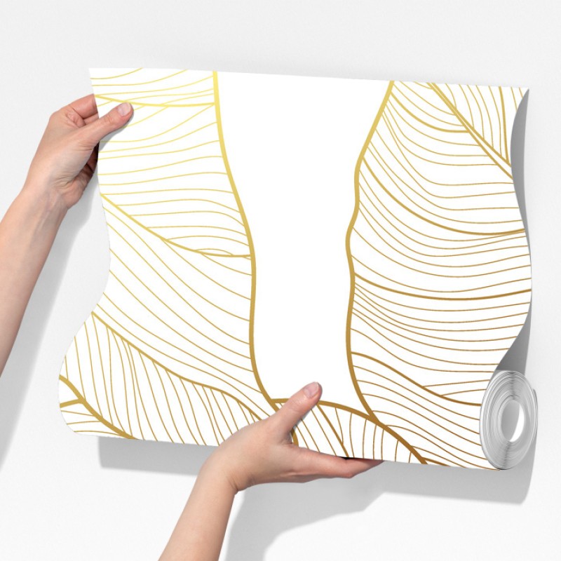 Fototapeta złote botaniczne rysunki liści – Wallissimo® Fototapeta złote botaniczne rysunki liści – Wallissimo®