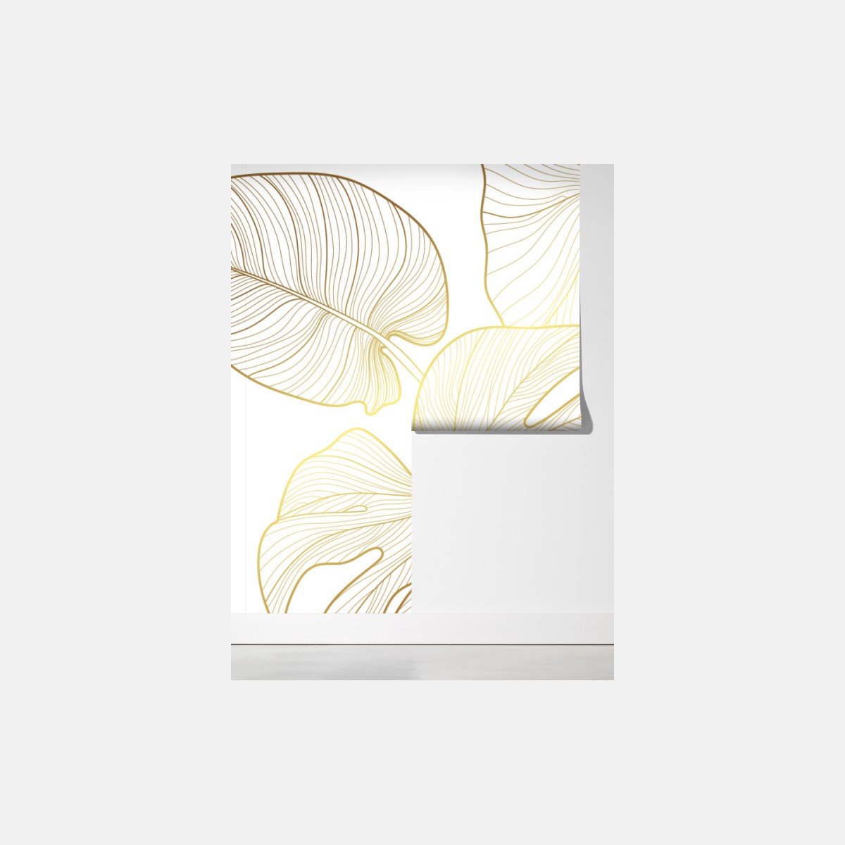 Fototapeta złote botaniczne rysunki liści – Wallissimo® Fototapeta złote botaniczne rysunki liści – Wallissimo®