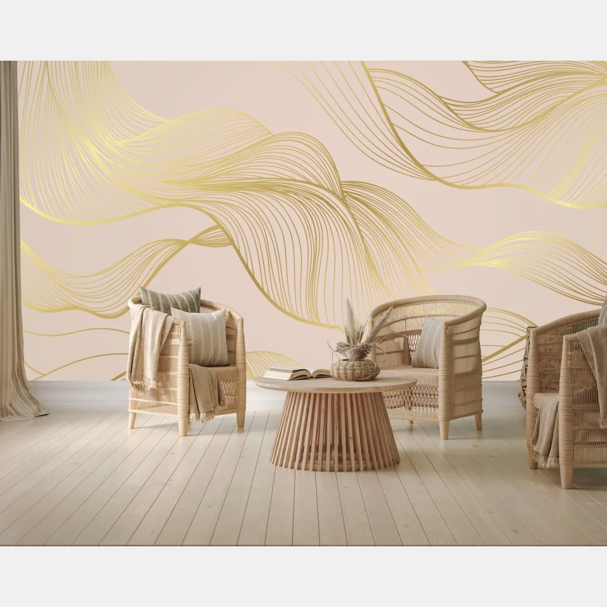 Fototapeta abstrakcyjny wzór złotych fal – Wallissimo® Fototapeta abstrakcyjny wzór złotych fal – Wallissimo®