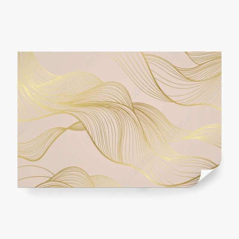Wall mural golden waves abstract pattern
