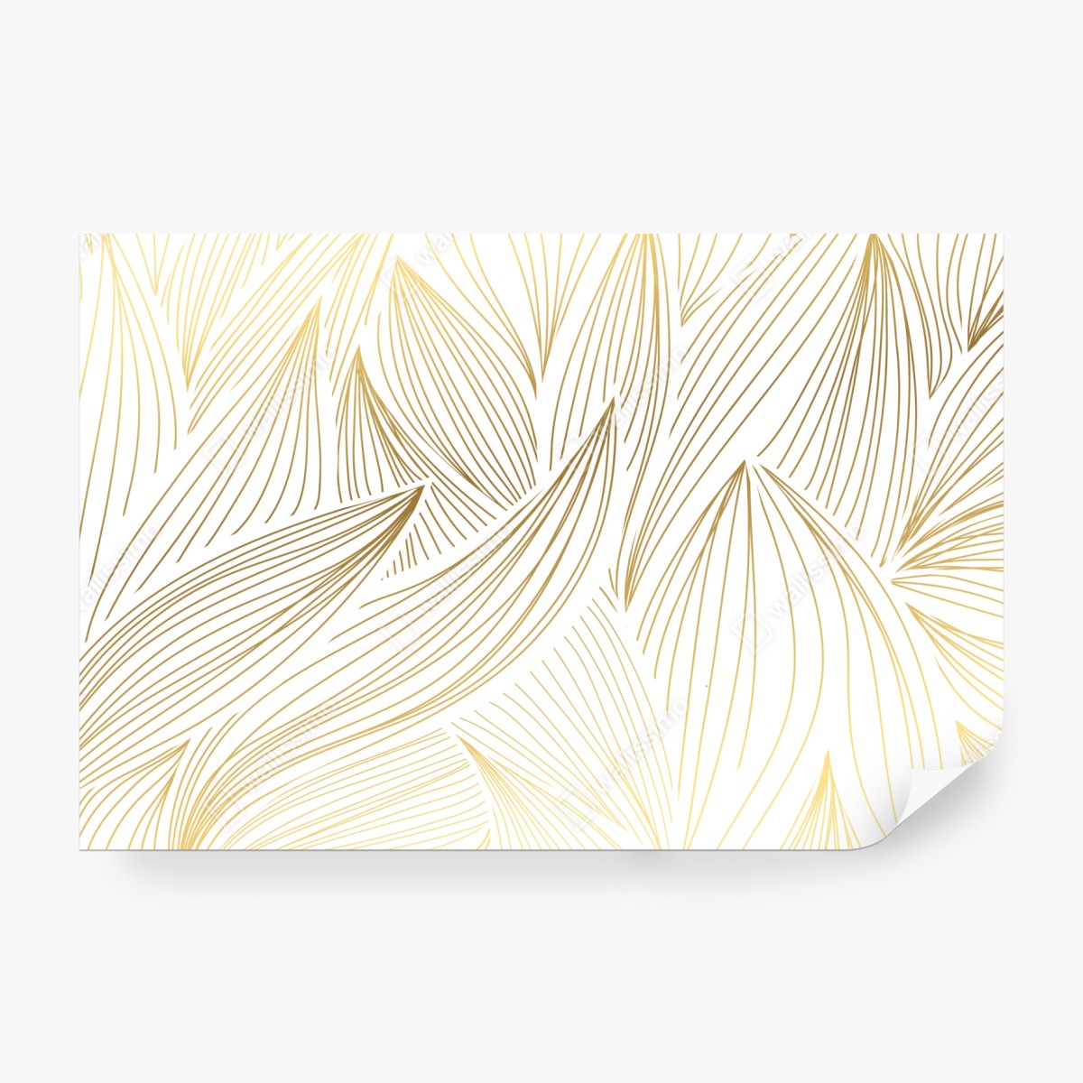 Fototapeta złote liście w liniowej grafice – Wallissimo® Fototapeta złote liście w liniowej grafice – Wallissimo®