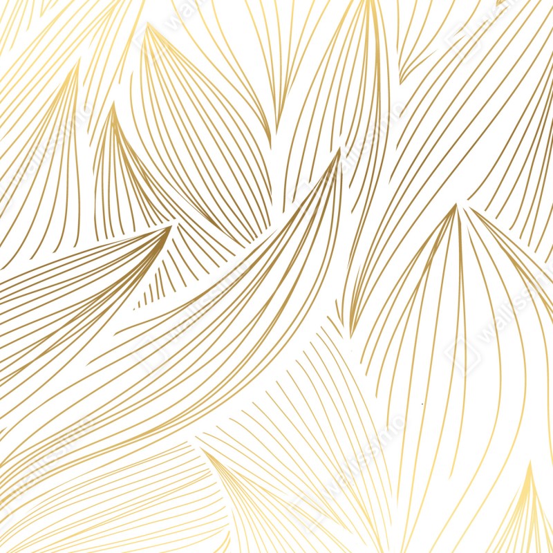 Fototapeta złote liście w liniowej grafice – Wallissimo® Fototapeta złote liście w liniowej grafice – Wallissimo®