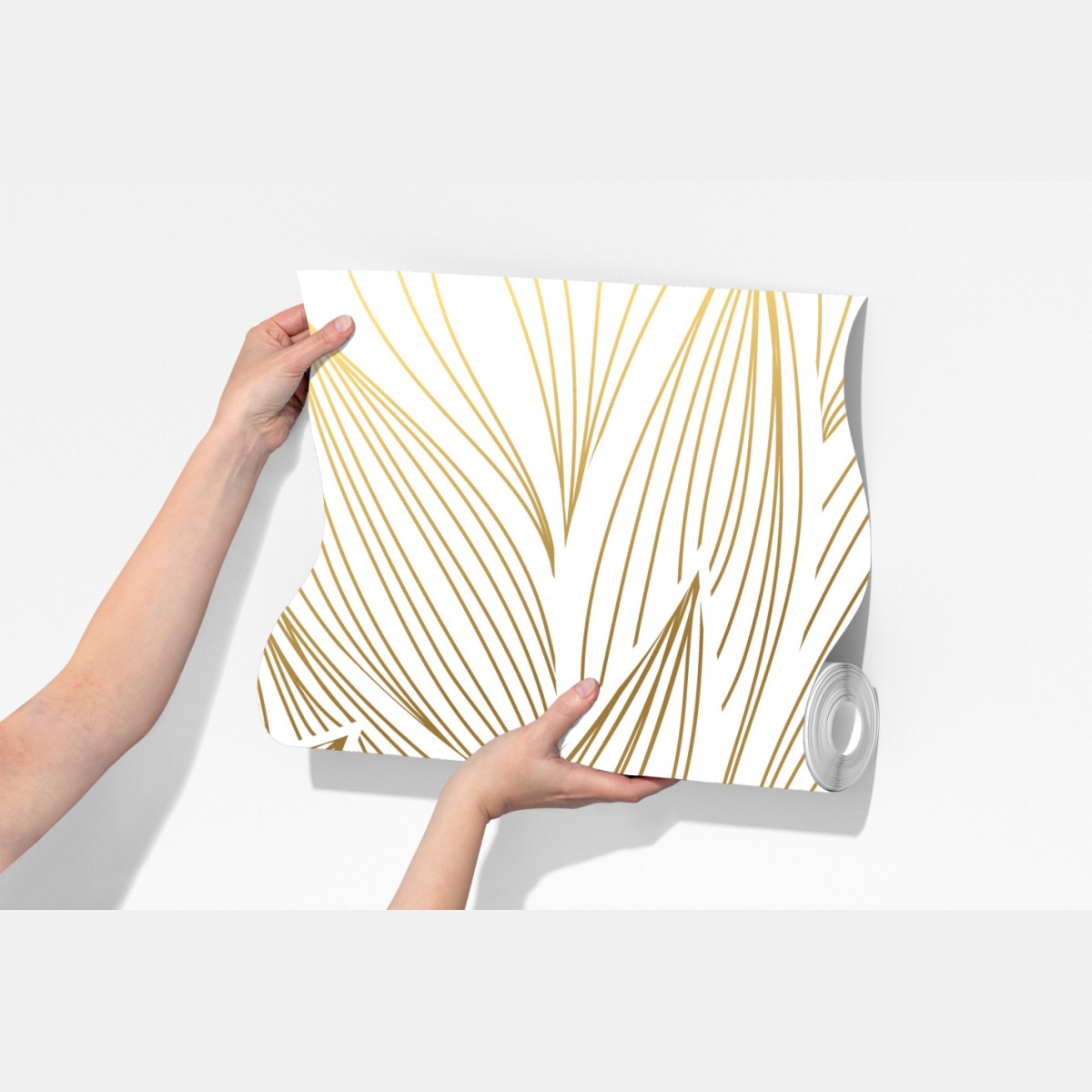 Fototapeta złote liście w liniowej grafice – Wallissimo® Fototapeta złote liście w liniowej grafice – Wallissimo®