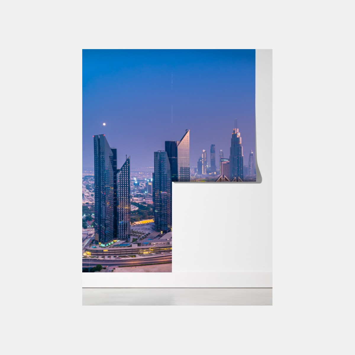 Fototapeta panoramiczny widok Dubaju o zmierzchu – Wallissimo® Fototapeta panoramiczny widok Dubaju o zmierzchu – Wallissimo®