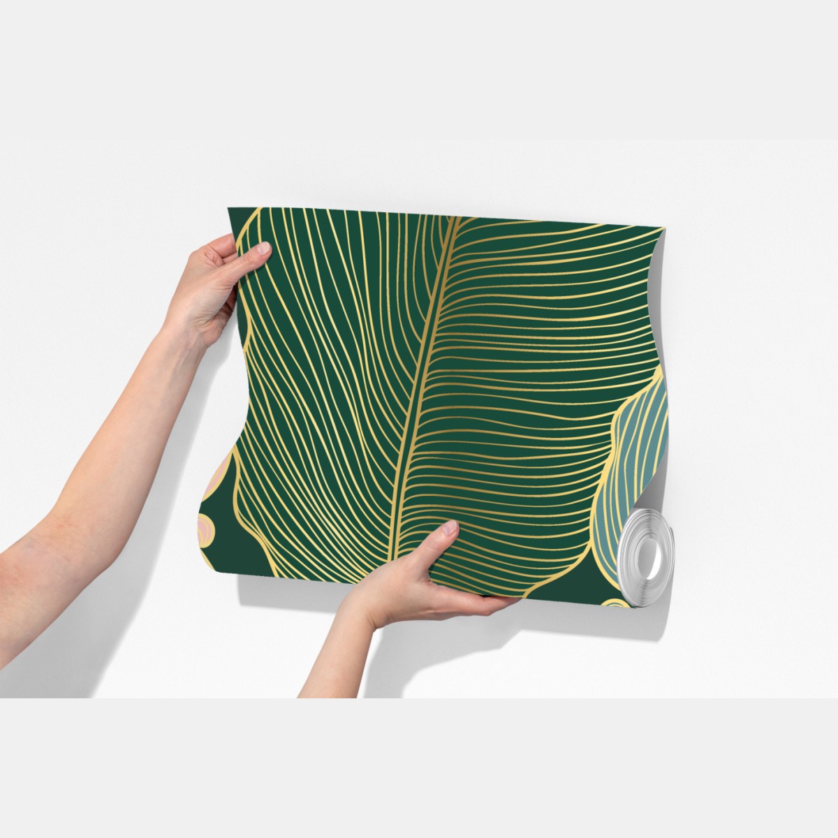 Fototapeta złote tropikalne liście – Wallissimo® Fototapeta złote tropikalne liście – Wallissimo®