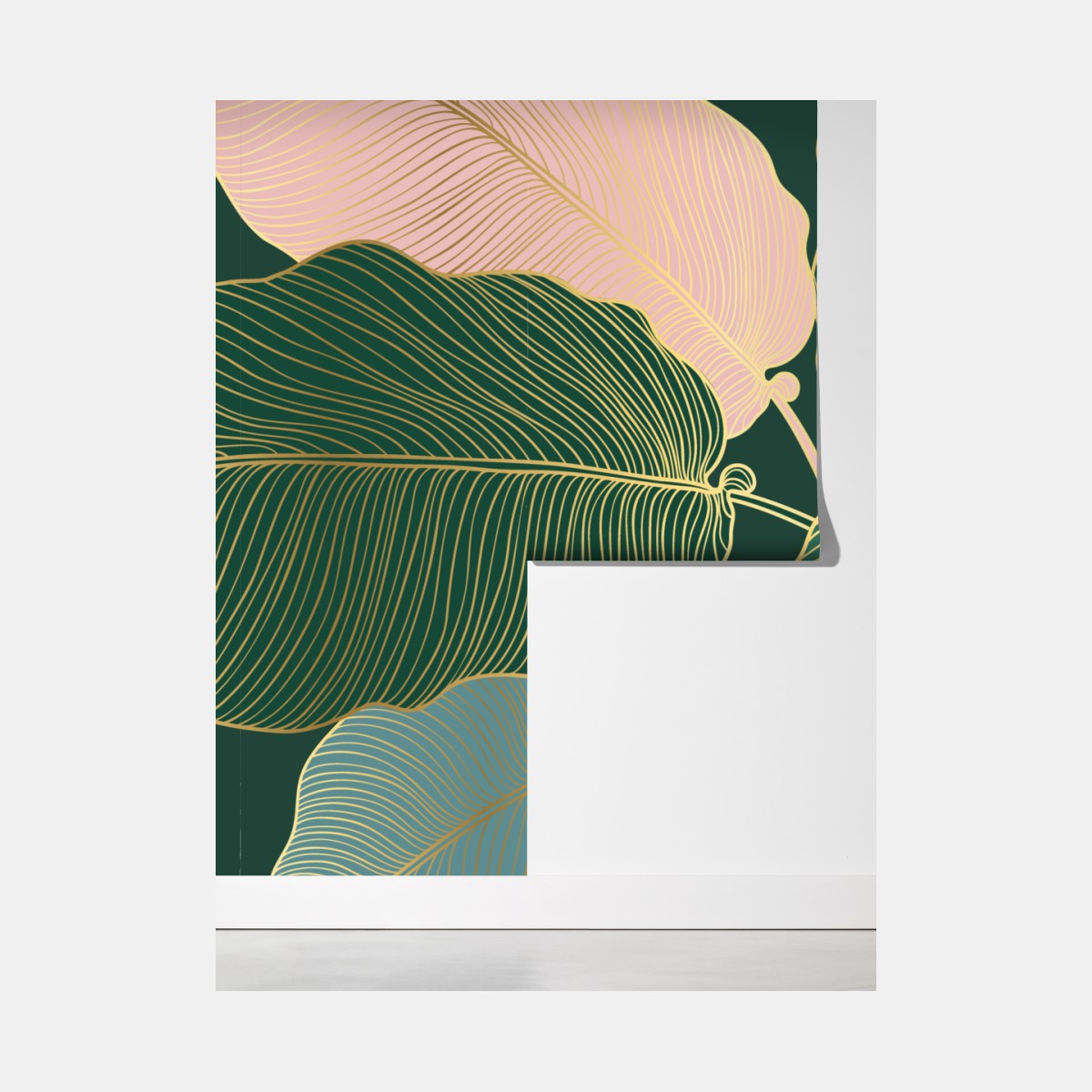 Fototapeta złote tropikalne liście – Wallissimo® Fototapeta złote tropikalne liście – Wallissimo®