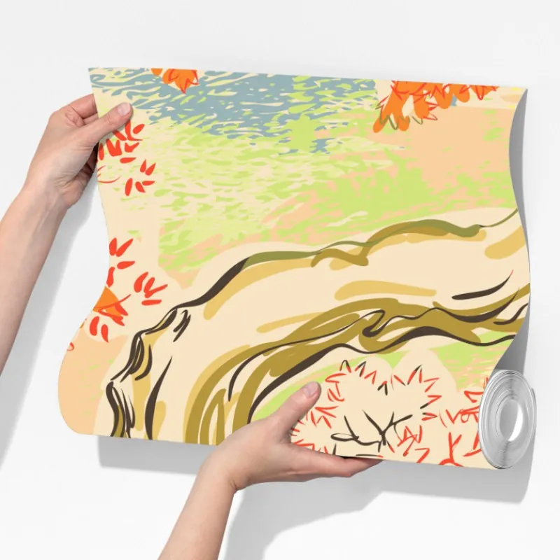 Fototapeta orientalny wzór z drzewami i liśćmi – Wallissimo® Fototapeta orientalny wzór z drzewami i liśćmi – Wallissimo®