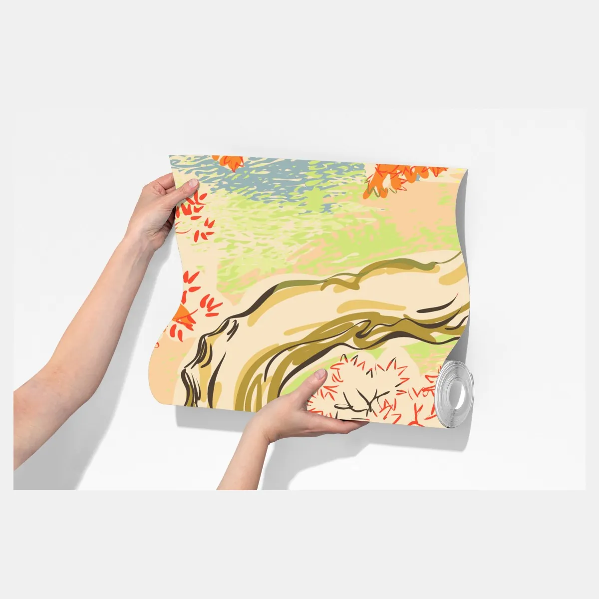 Fototapeta orientalny wzór z drzewami i liśćmi – Wallissimo® Fototapeta orientalny wzór z drzewami i liśćmi – Wallissimo®