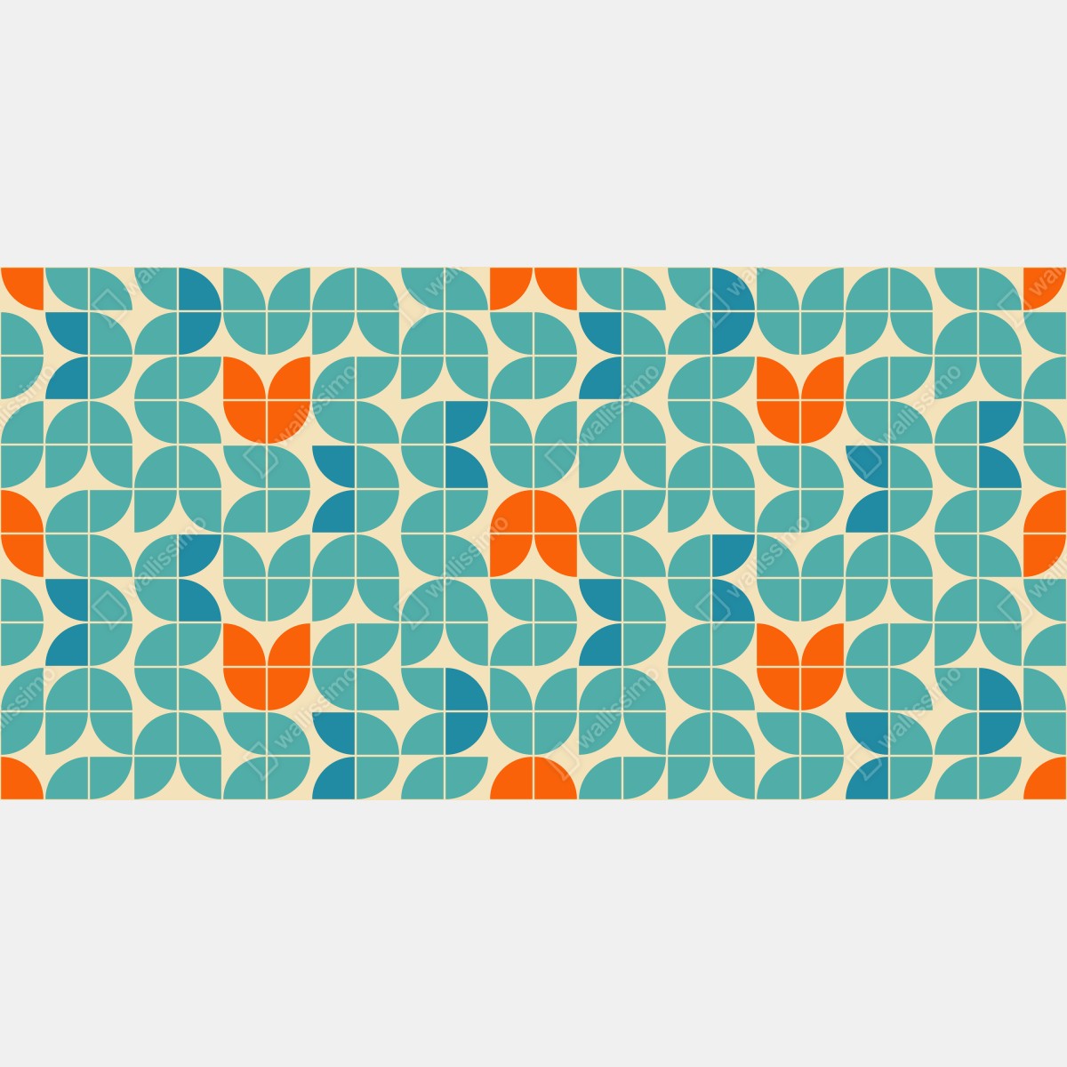 Fototapeta retro geometryczny wzór kafelkowy w turkusie i pomarańczy – Wallissimo® Fototapeta retro geometryczny wzór kafelkowy w turkusie i pomarańczy – Wallissimo®