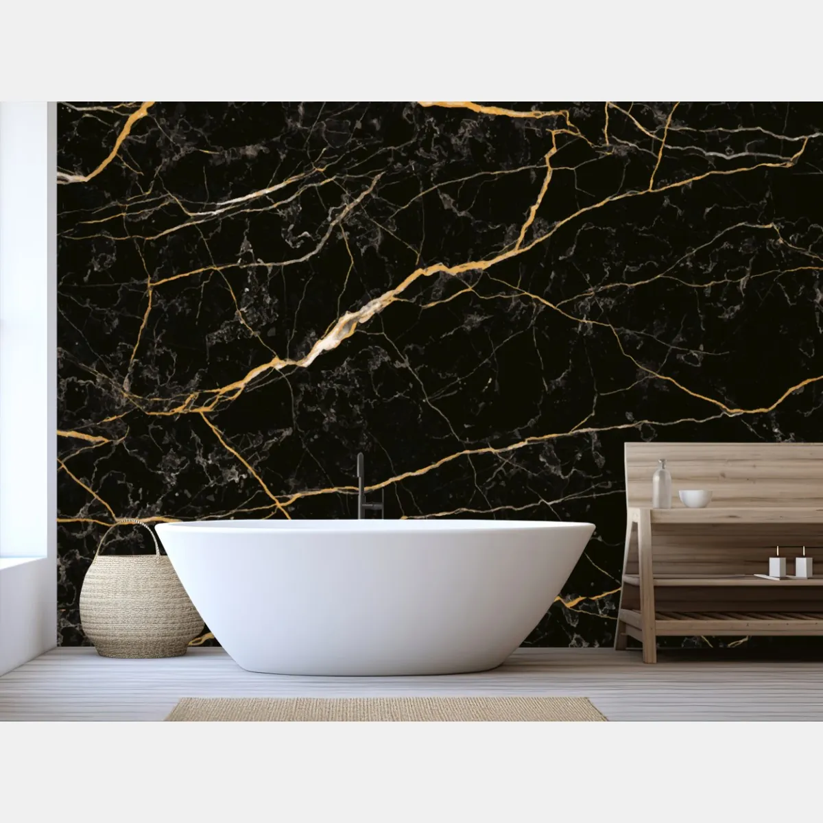 Fototapeta czarny marmur ze złotymi żyłami – Wallissimo® Fototapeta czarny marmur ze złotymi żyłami – Wallissimo®