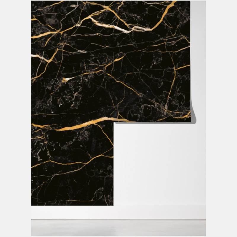 Fototapeta czarny marmur ze złotymi żyłami – Wallissimo® Fototapeta czarny marmur ze złotymi żyłami – Wallissimo®