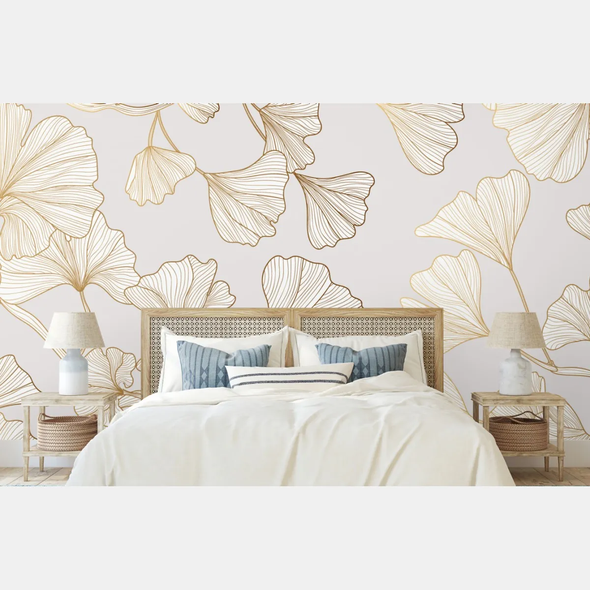 Fototapeta delikatny złoty wzór miłorzębu – Wallissimo® Fototapeta delikatny złoty wzór miłorzębu – Wallissimo®