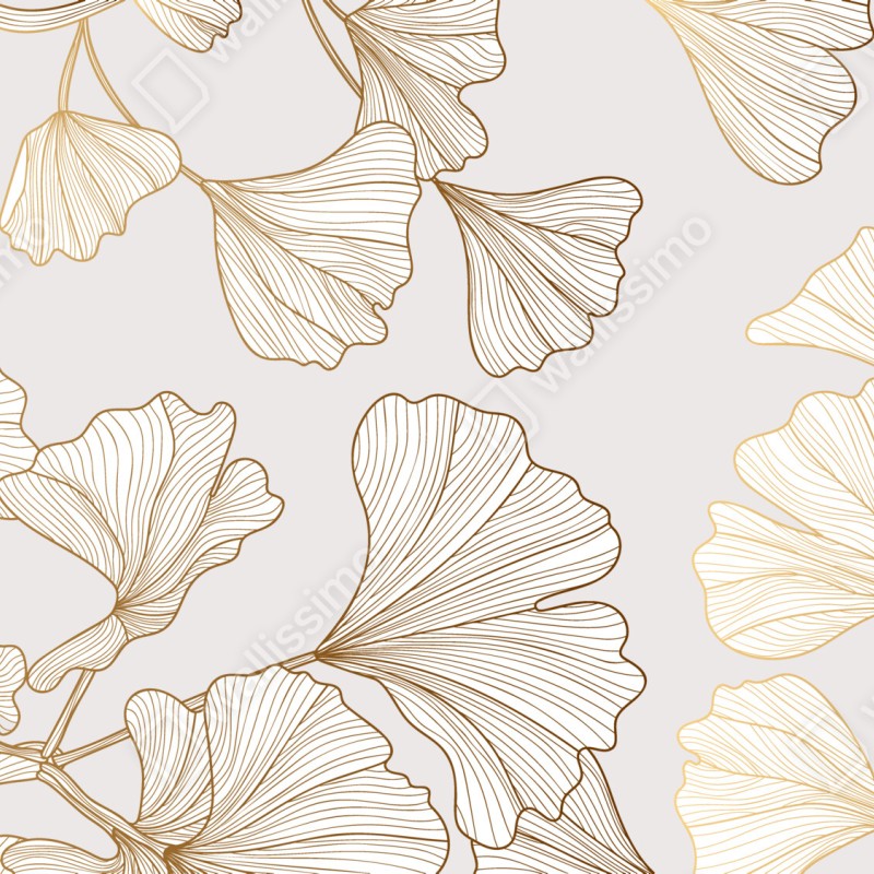Fototapeta delikatny złoty wzór miłorzębu – Wallissimo® Fototapeta delikatny złoty wzór miłorzębu – Wallissimo®