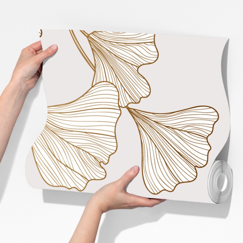 Fototapeta delikatny złoty wzór miłorzębu – Wallissimo® Fototapeta delikatny złoty wzór miłorzębu – Wallissimo®