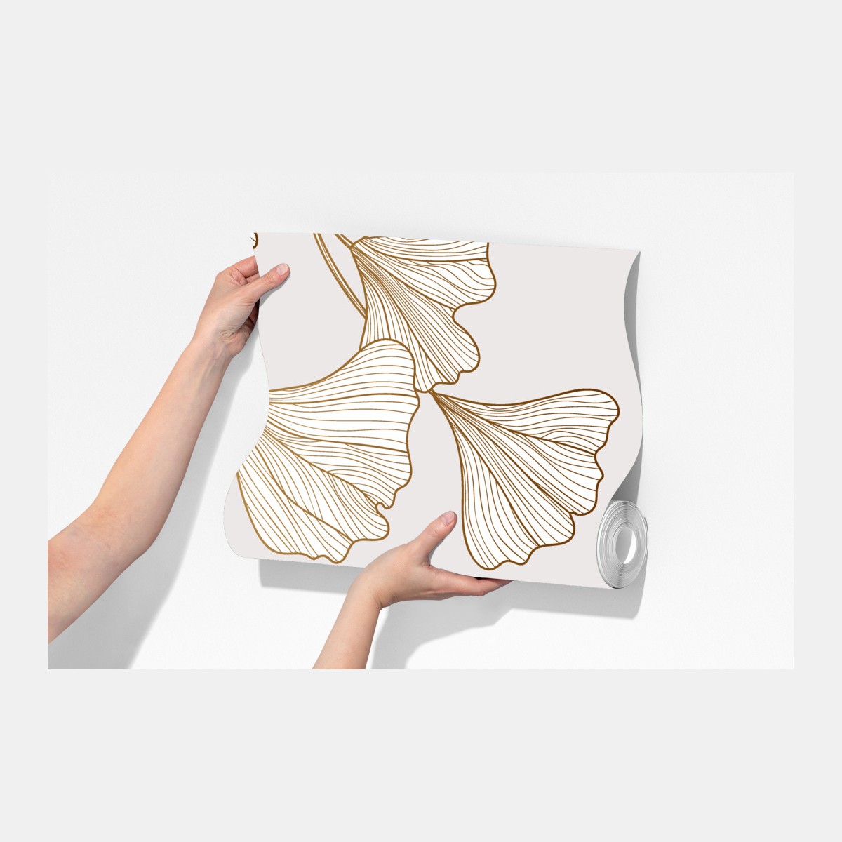 Fototapeta delikatny złoty wzór miłorzębu – Wallissimo® Fototapeta delikatny złoty wzór miłorzębu – Wallissimo®