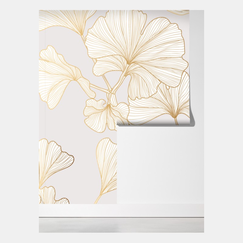 Fototapeta delikatny złoty wzór miłorzębu – Wallissimo® Fototapeta delikatny złoty wzór miłorzębu – Wallissimo®
