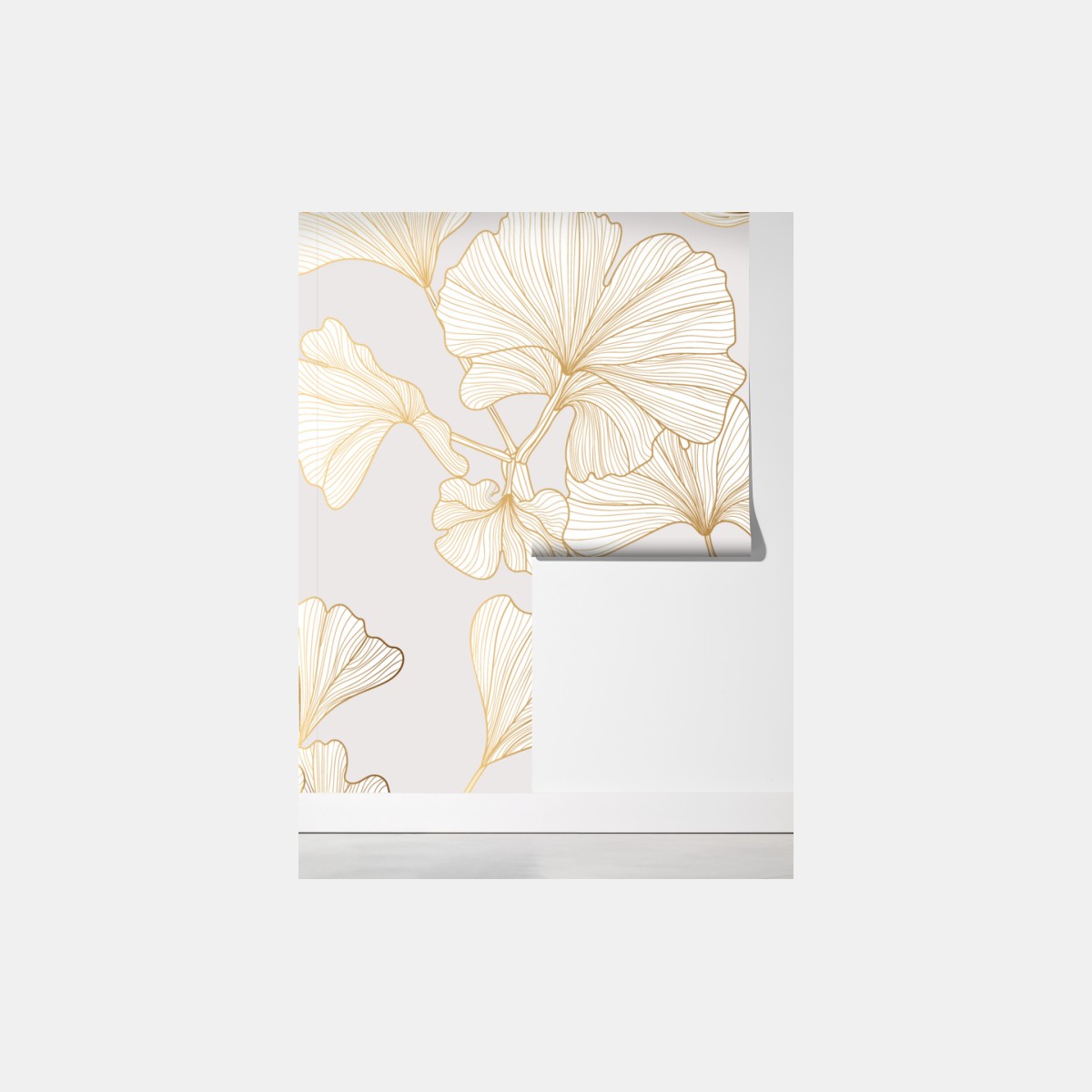 Fototapeta delikatny złoty wzór miłorzębu – Wallissimo® Fototapeta delikatny złoty wzór miłorzębu – Wallissimo®