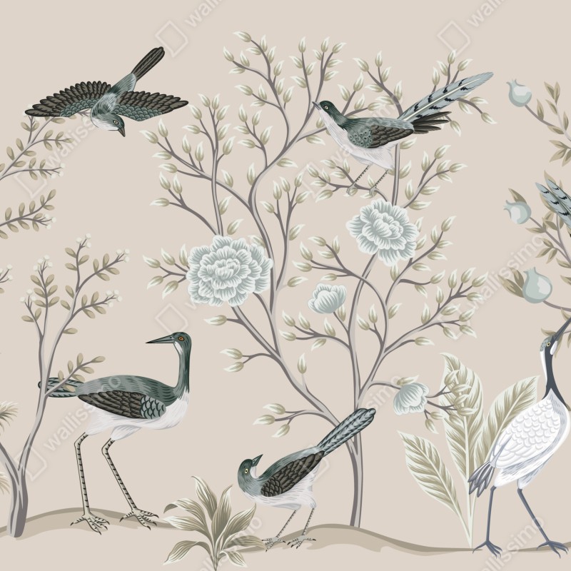 Fototapeta eleganckie ptaki i kwitnące gałęzie – Wallissimo® Fototapeta eleganckie ptaki i kwitnące gałęzie – Wallissimo®