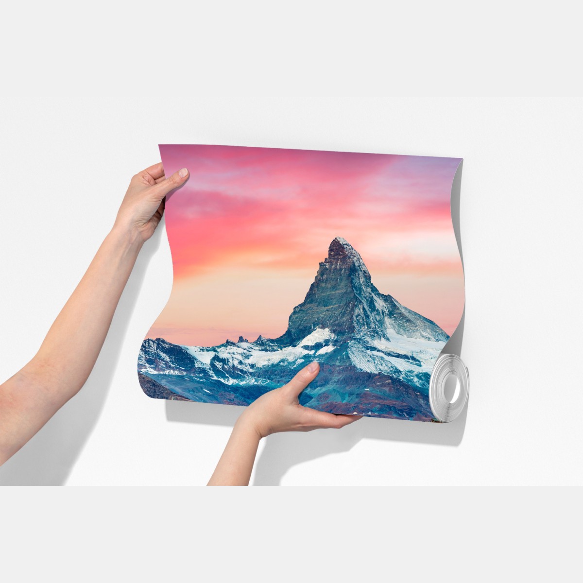 Fototapeta majestatyczny Matterhorn odbity w Stellisee – Wallissimo® Fototapeta majestatyczny Matterhorn odbity w Stellisee – Wallissimo®