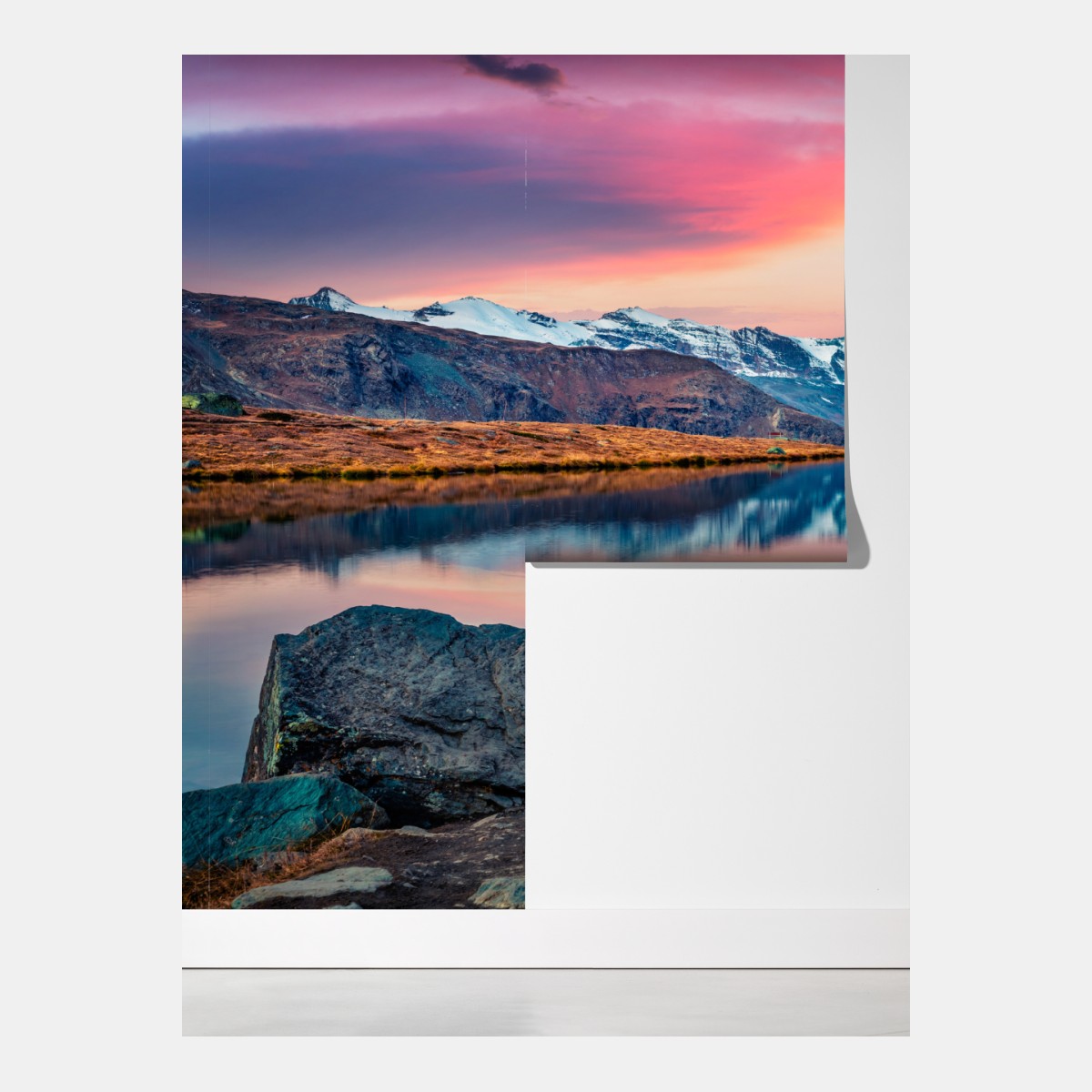 Fototapeta majestatyczny Matterhorn odbity w Stellisee – Wallissimo® Fototapeta majestatyczny Matterhorn odbity w Stellisee – Wallissimo®