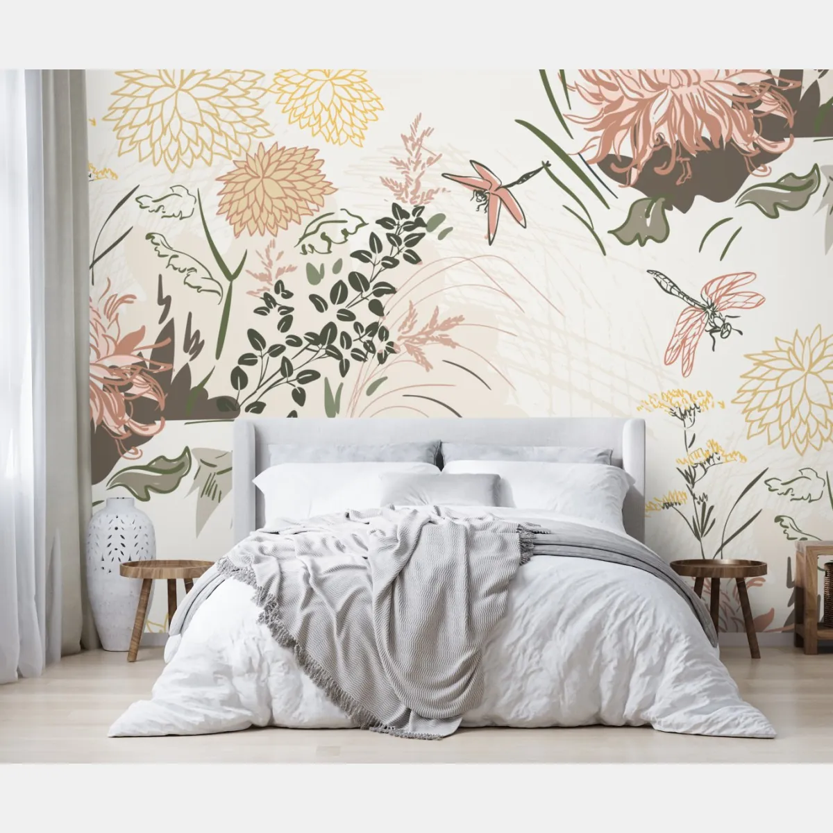 Fototapeta delikatny pastelowy wzór kwiatowy – Wallissimo® Fototapeta delikatny pastelowy wzór kwiatowy – Wallissimo®