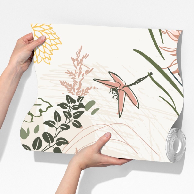 Fototapeta delikatny pastelowy wzór kwiatowy – Wallissimo® Fototapeta delikatny pastelowy wzór kwiatowy – Wallissimo®