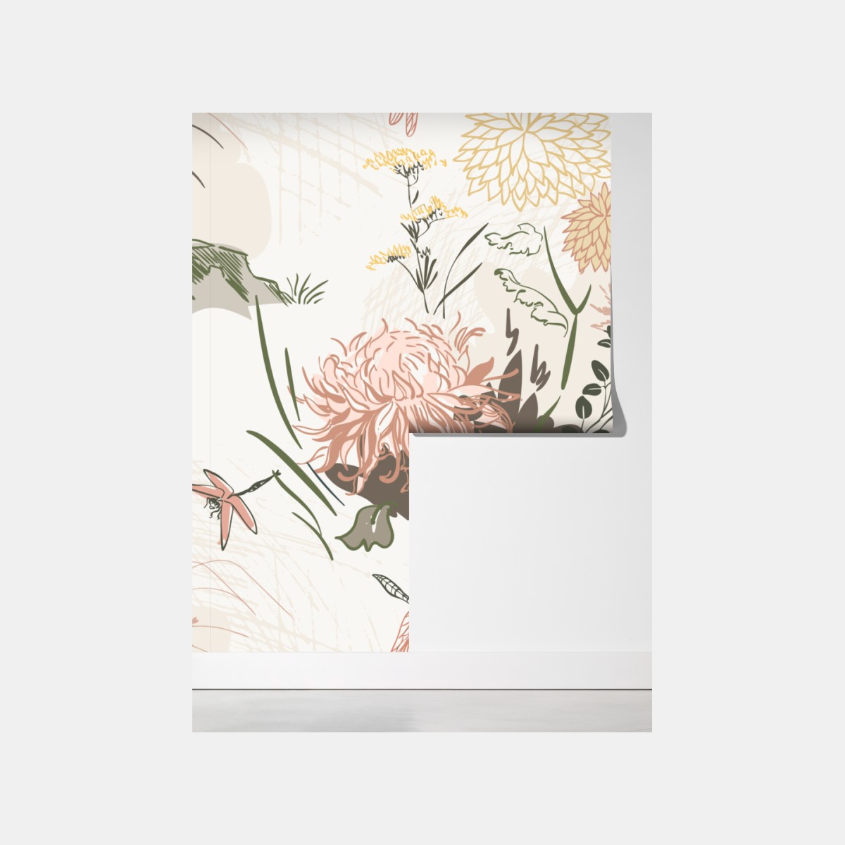 Fototapeta delikatny pastelowy wzór kwiatowy – Wallissimo® Fototapeta delikatny pastelowy wzór kwiatowy – Wallissimo®