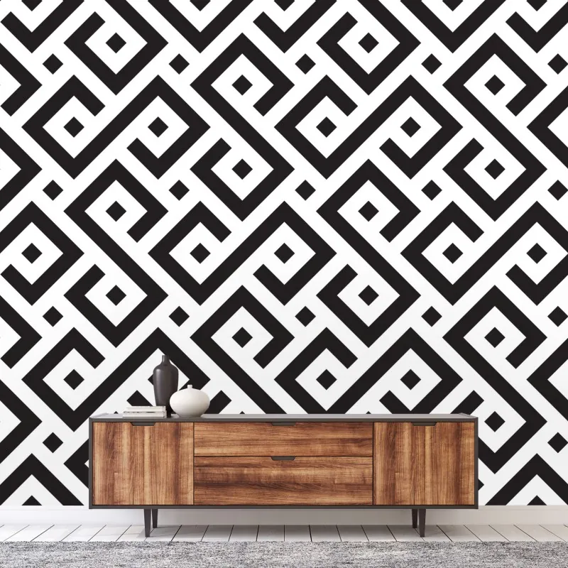 Wall mural timeless black and white geometric pattern