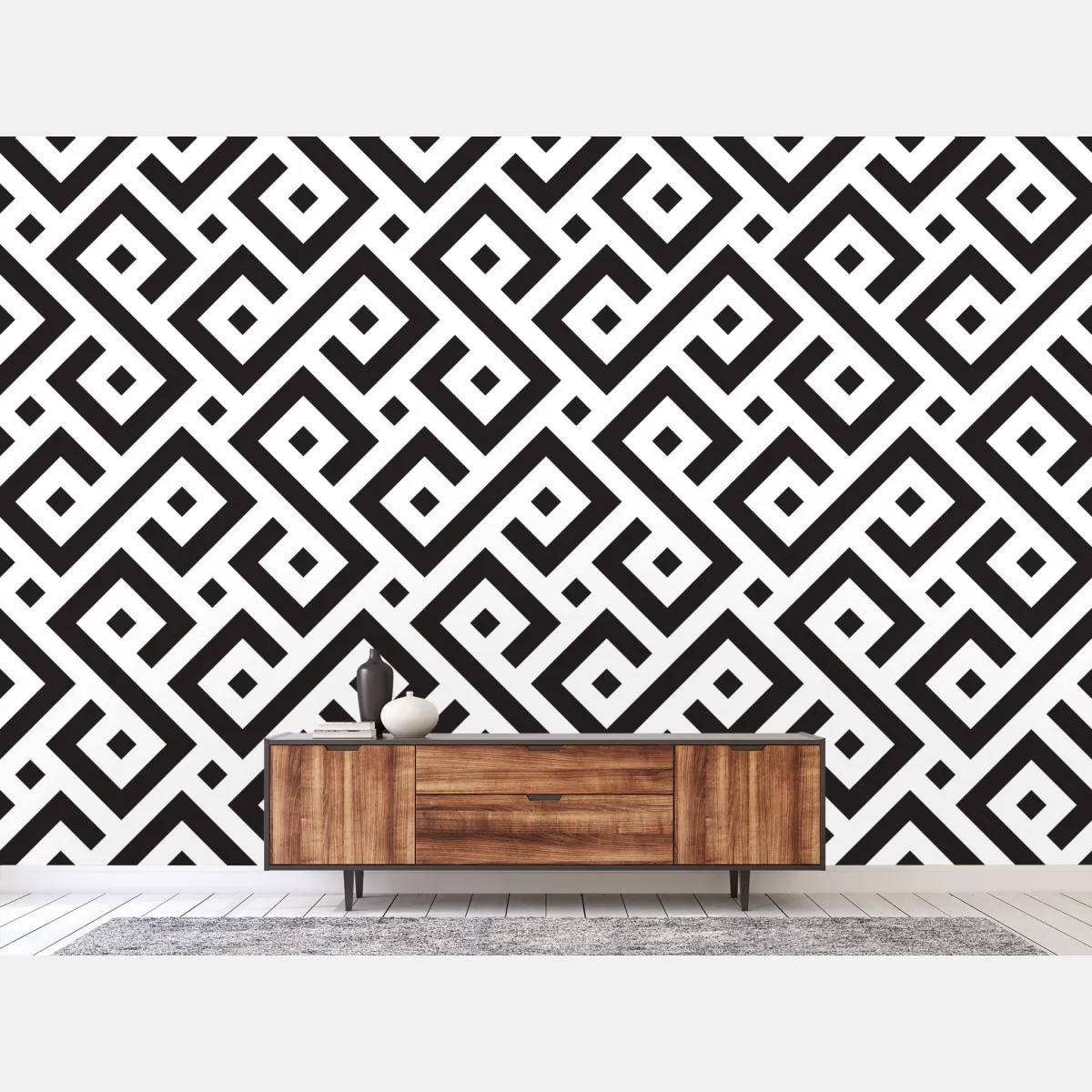 Fototapeta ponadczasowy czarno-biały geometryczny wzór – Wallissimo® Fototapeta ponadczasowy czarno-biały geometryczny wzór – Wallissimo®