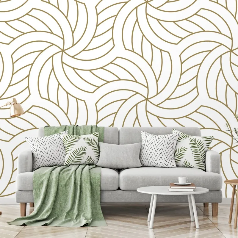 Wall mural gold geometric swirl pattern