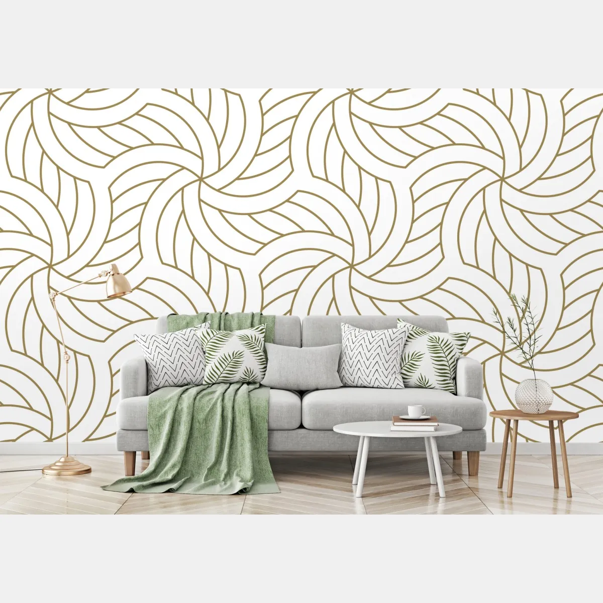 Fototapeta złoty geometryczny wzór spiralny – Wallissimo® Fototapeta złoty geometryczny wzór spiralny – Wallissimo®