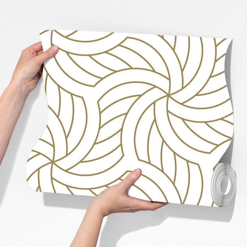 Fototapeta złoty geometryczny wzór spiralny – Wallissimo® Fototapeta złoty geometryczny wzór spiralny – Wallissimo®