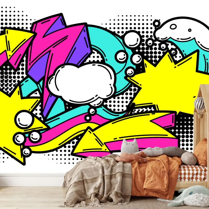 Wall mural vibrant pop art comic pattern
