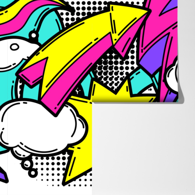 Fototapeta żywy pop-art komiksowy wzór – Wallissimo® Fototapeta żywy pop-art komiksowy wzór – Wallissimo®