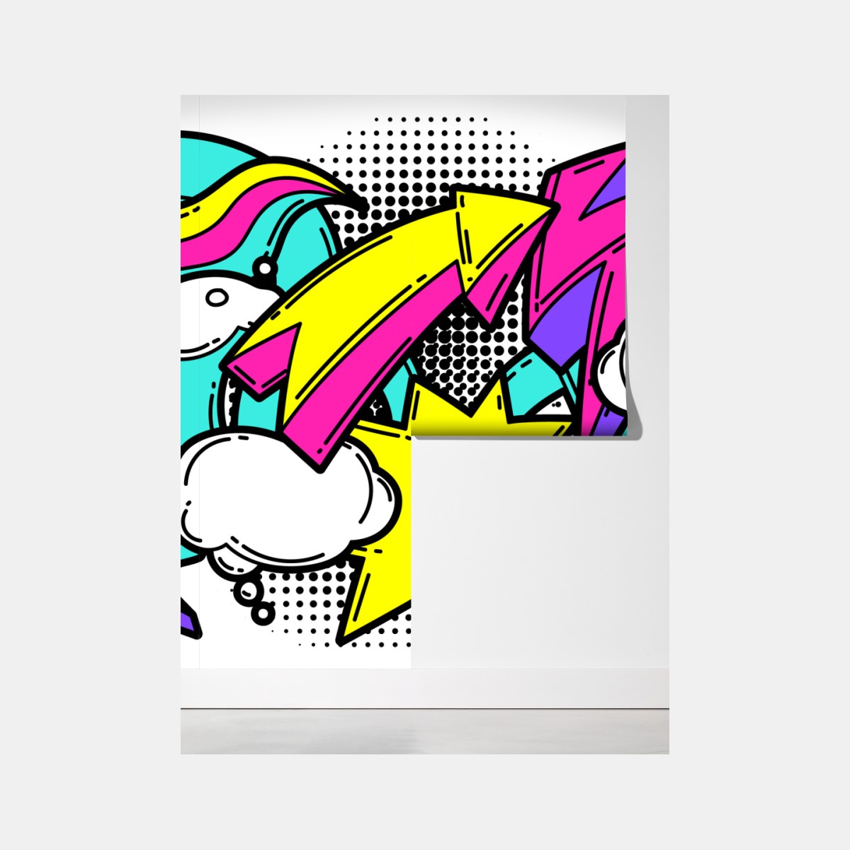 Fototapeta żywy pop-art komiksowy wzór – Wallissimo® Fototapeta żywy pop-art komiksowy wzór – Wallissimo®