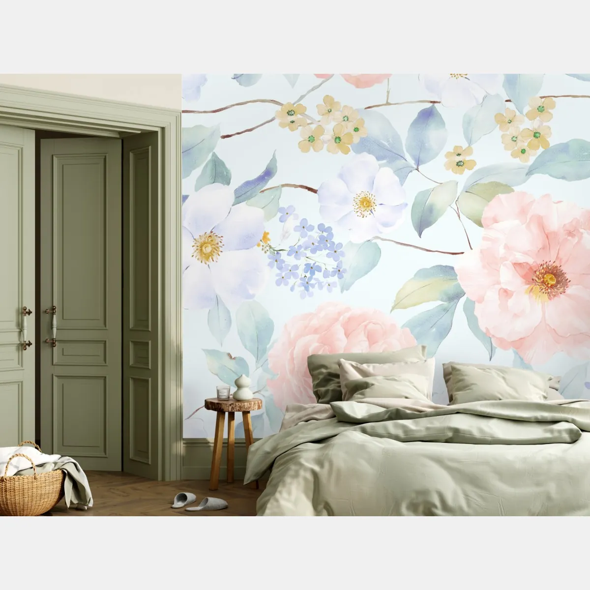 Fototapeta delikatne pastelowe kwiaty w akwareli – Wallissimo® Fototapeta delikatne pastelowe kwiaty w akwareli – Wallissimo®