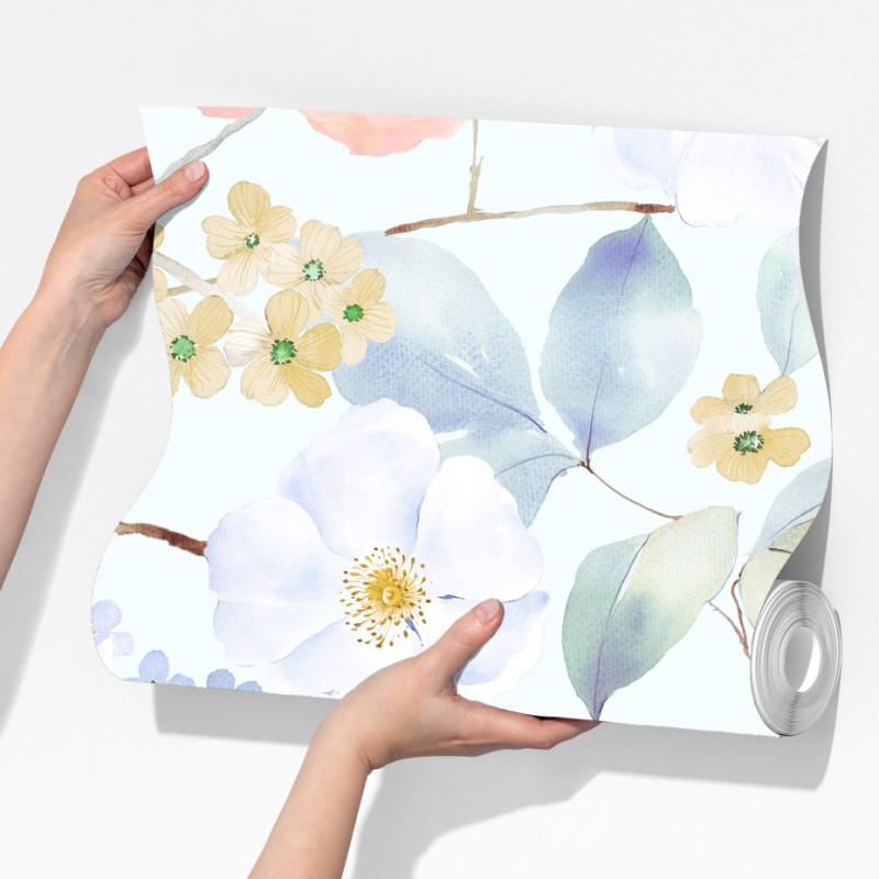 Fototapeta delikatne pastelowe kwiaty w akwareli – Wallissimo® Fototapeta delikatne pastelowe kwiaty w akwareli – Wallissimo®