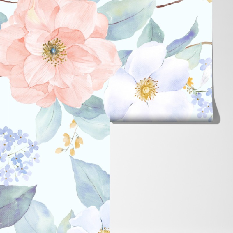 Fototapeta delikatne pastelowe kwiaty w akwareli – Wallissimo® Fototapeta delikatne pastelowe kwiaty w akwareli – Wallissimo®