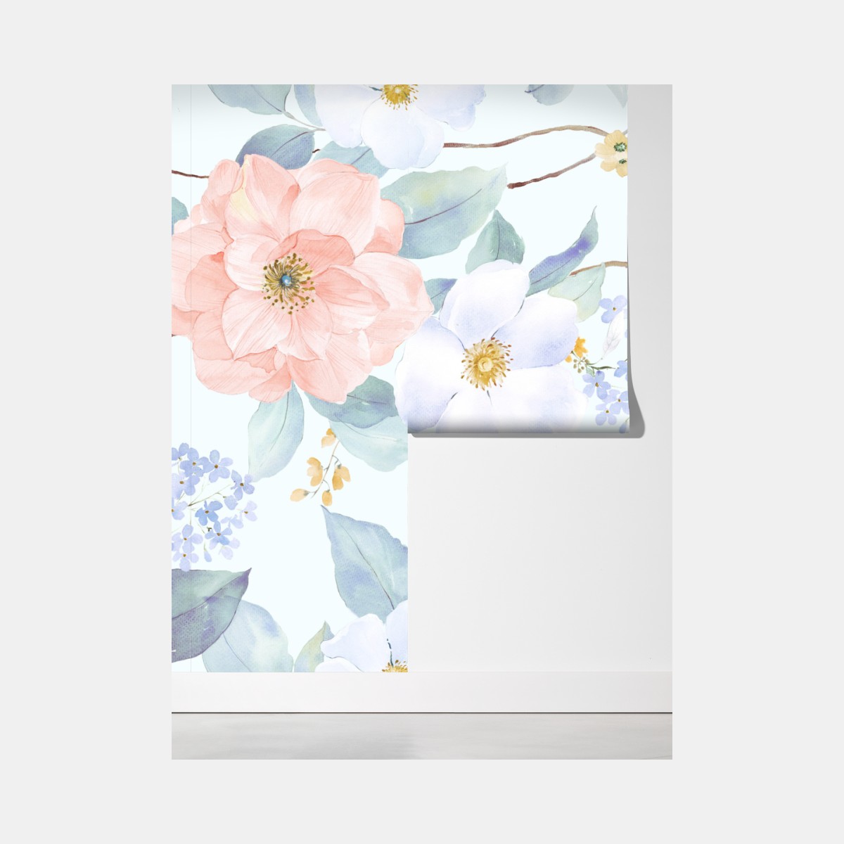 Fototapeta delikatne pastelowe kwiaty w akwareli – Wallissimo® Fototapeta delikatne pastelowe kwiaty w akwareli – Wallissimo®