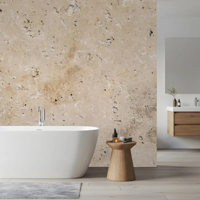 Wall mural beige travertine stone texture