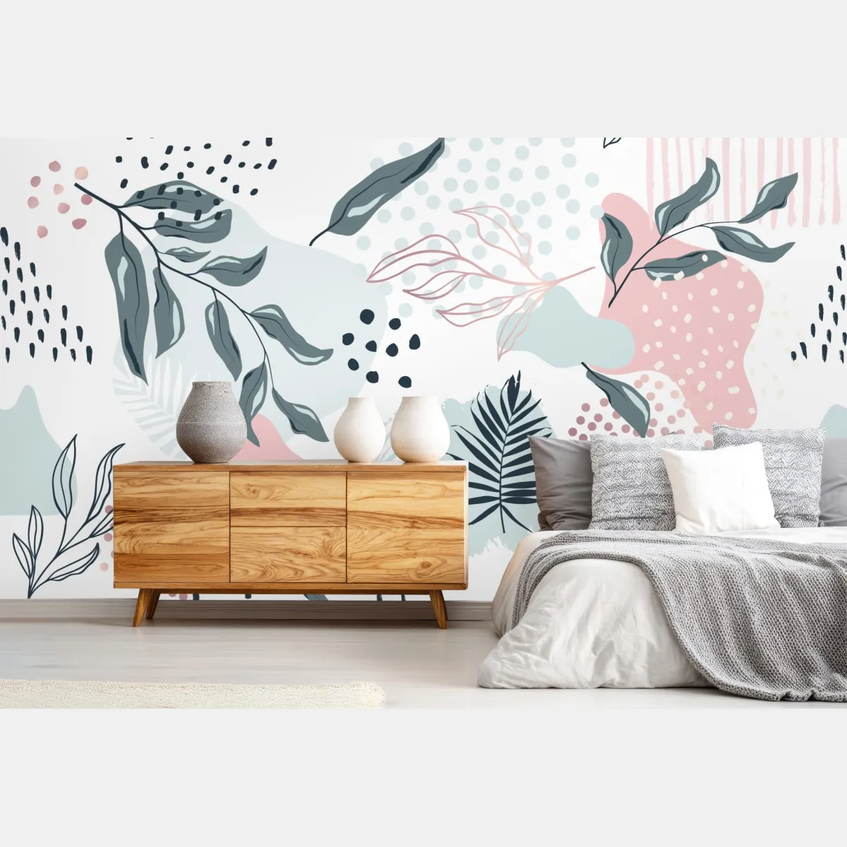 Fototapeta pastelowy botaniczny wzór abstrakcyjny – Wallissimo® Fototapeta pastelowy botaniczny wzór abstrakcyjny – Wallissimo®