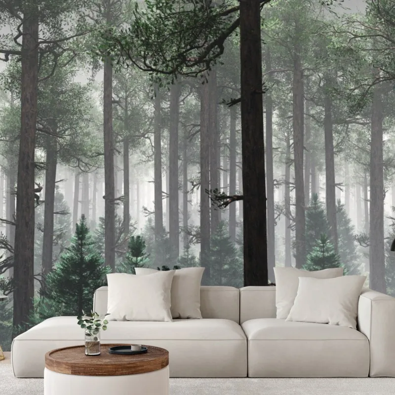 Fototapeta mglisty iglasty las – Wallissimo® Fototapeta mglisty iglasty las – Wallissimo®