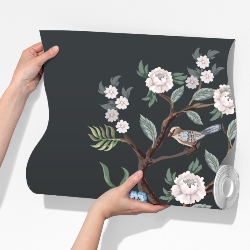 Fototapeta pawie i czaple w kwiatowej scenie – Wallissimo® Fototapeta pawie i czaple w kwiatowej scenie – Wallissimo®