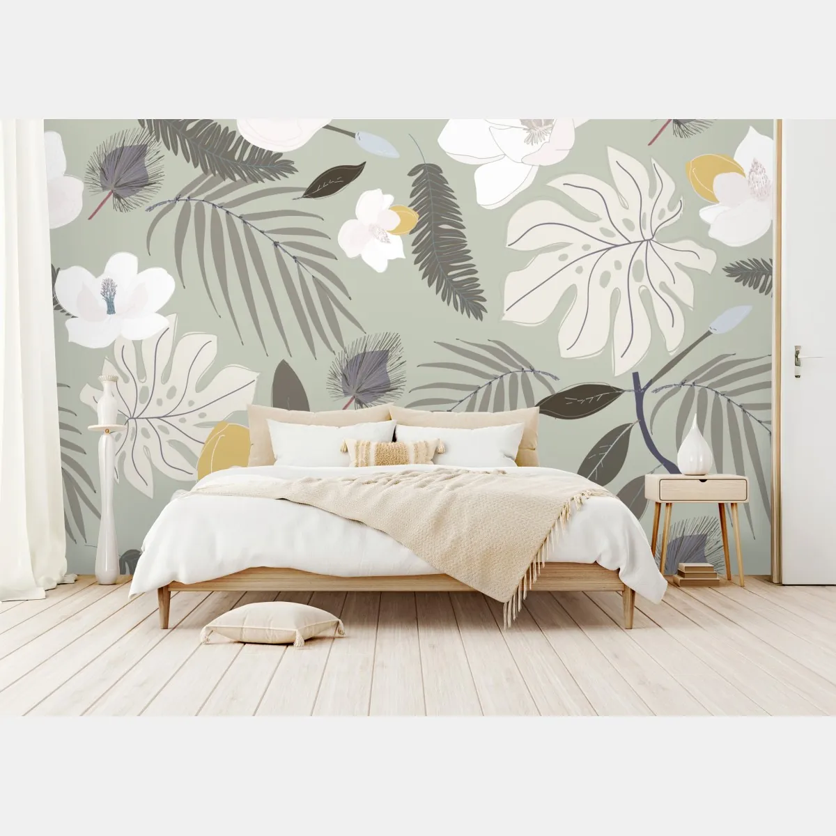 Fototapeta delikatny pastelowy wzór botaniczny – Wallissimo® Fototapeta delikatny pastelowy wzór botaniczny – Wallissimo®