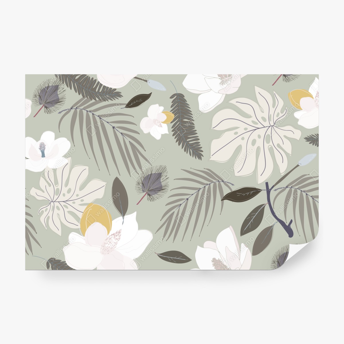 Fototapeta delikatny pastelowy wzór botaniczny – Wallissimo® Fototapeta delikatny pastelowy wzór botaniczny – Wallissimo®