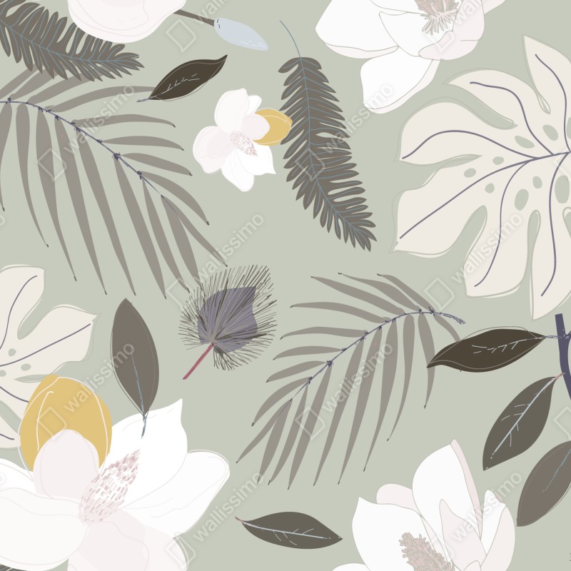 Fototapeta delikatny pastelowy wzór botaniczny – Wallissimo® Fototapeta delikatny pastelowy wzór botaniczny – Wallissimo®