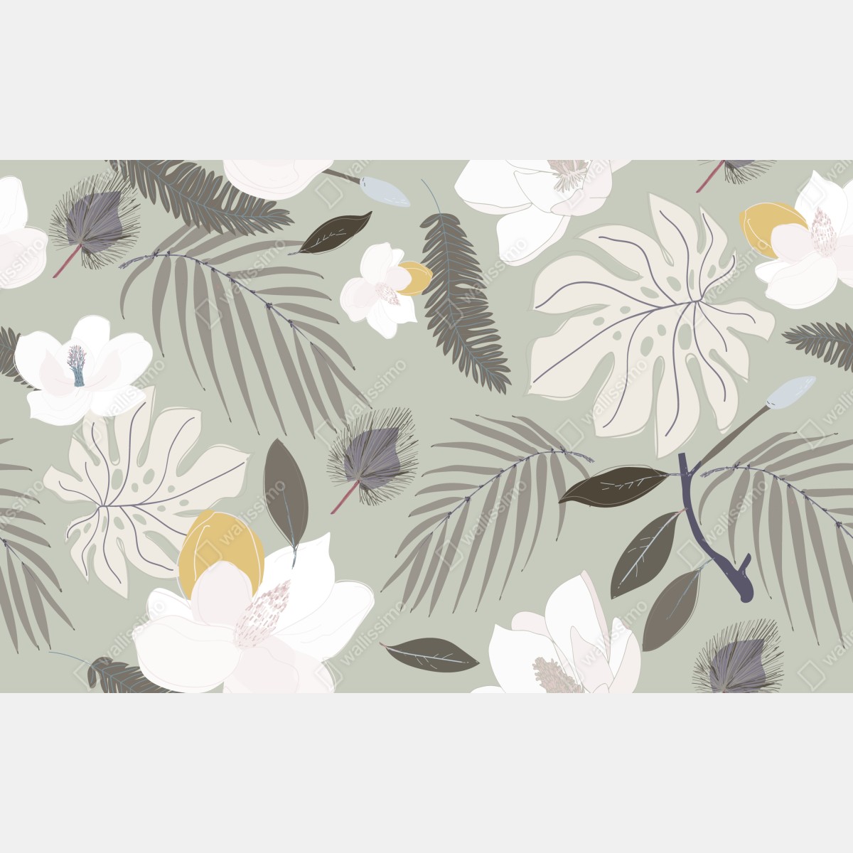 Fototapeta delikatny pastelowy wzór botaniczny – Wallissimo® Fototapeta delikatny pastelowy wzór botaniczny – Wallissimo®