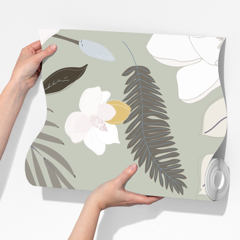 Fototapeta delikatny pastelowy wzór botaniczny – Wallissimo® Fototapeta delikatny pastelowy wzór botaniczny – Wallissimo®