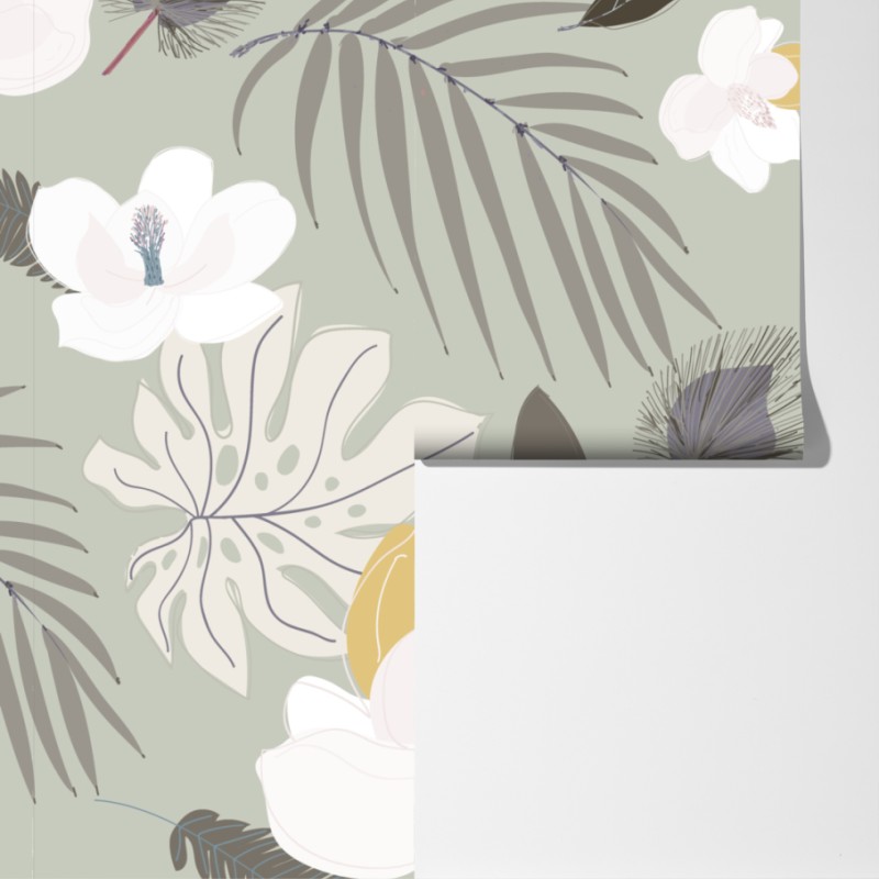 Fototapeta delikatny pastelowy wzór botaniczny – Wallissimo® Fototapeta delikatny pastelowy wzór botaniczny – Wallissimo®